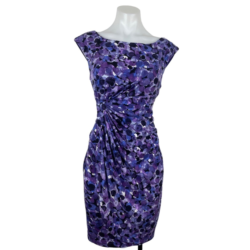 Dress Barn Purple Floral Ruched Sheath Dress